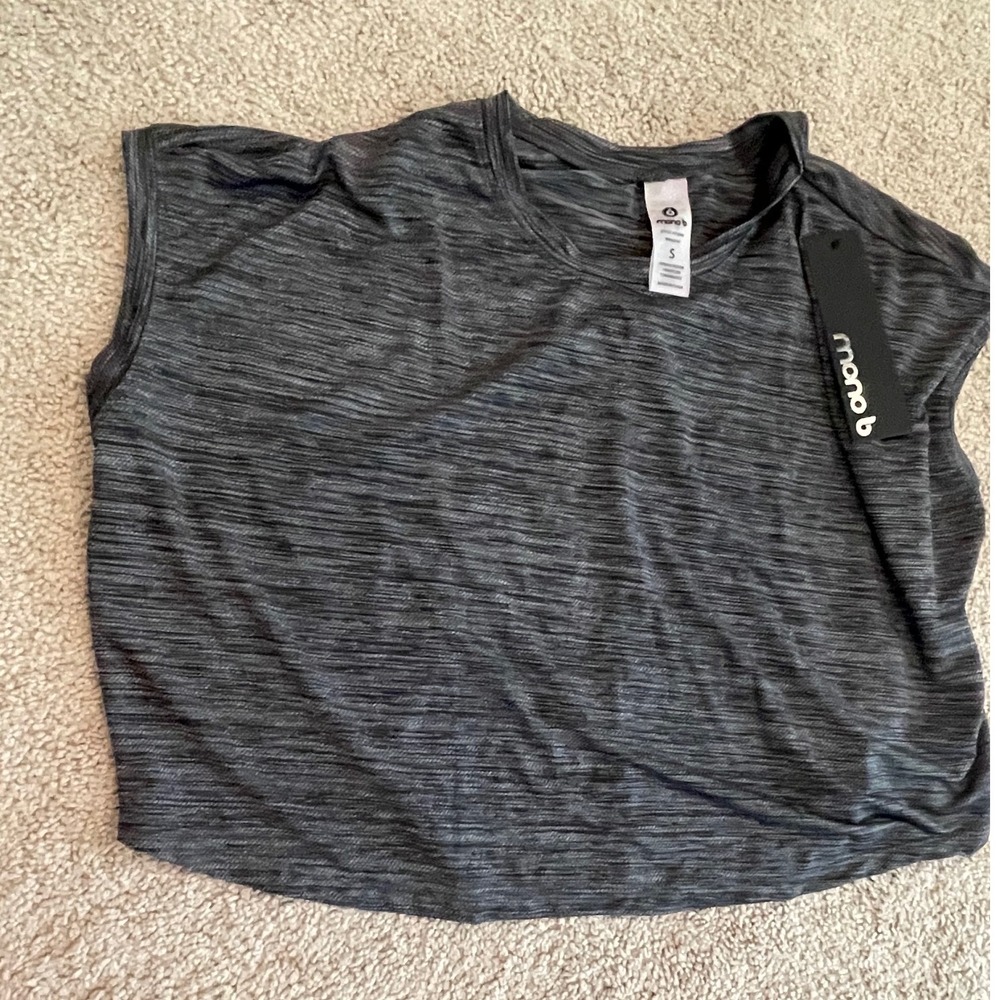 Mono B‎ Womens Gray Heathered Sleeveless Top Athletic Activewear Size S NWT